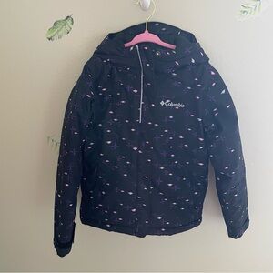 Columbia Black with Purple pink accents Hooded snow winter Jacket size 6 girls
